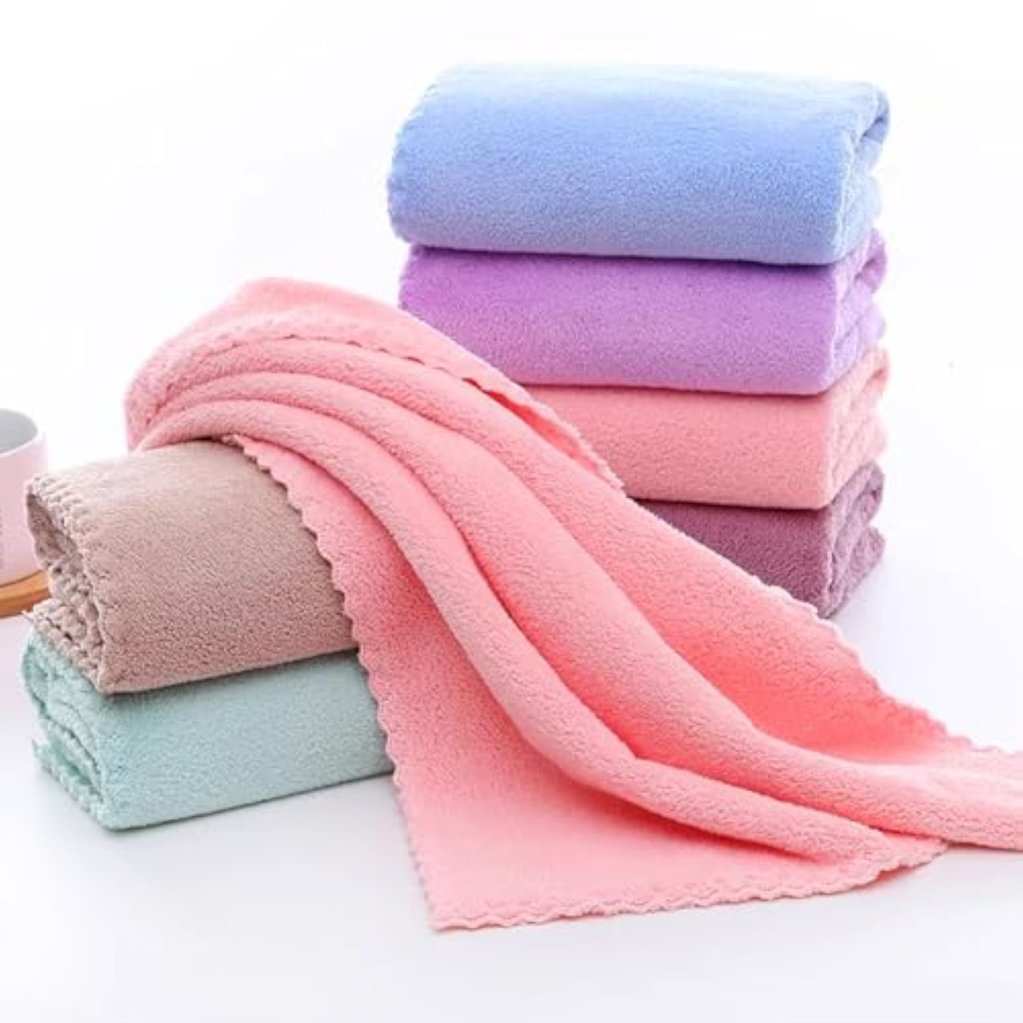 Premium Coral Velvet Washcloths Set, 5 Pack